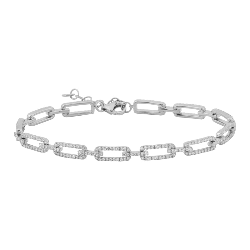 14k White Gold Diamond Link Bracelet