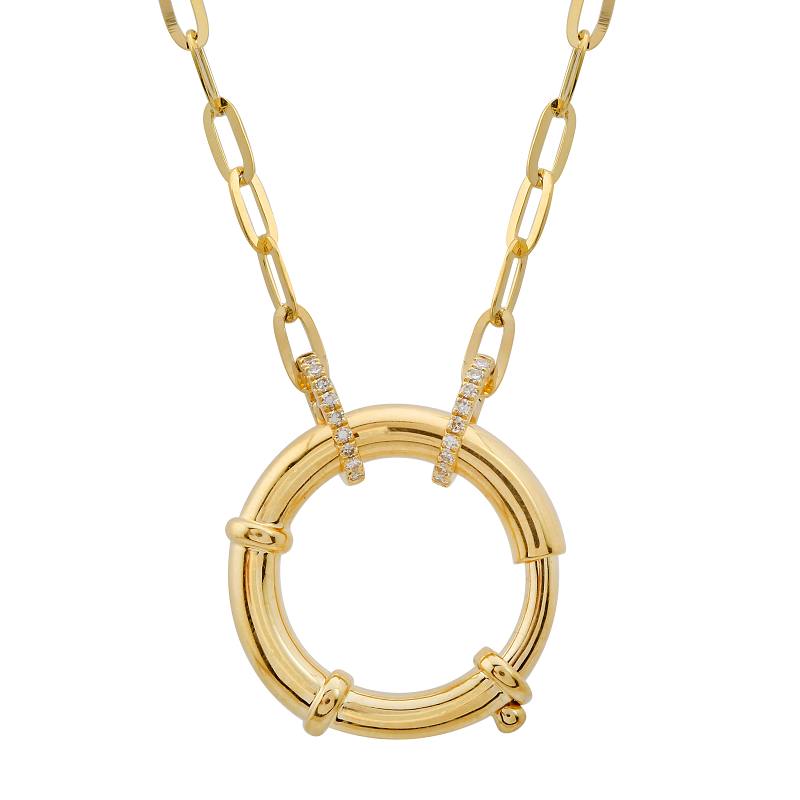 14k Yellow Gold Large Spring Clasp Link Chain Necklace