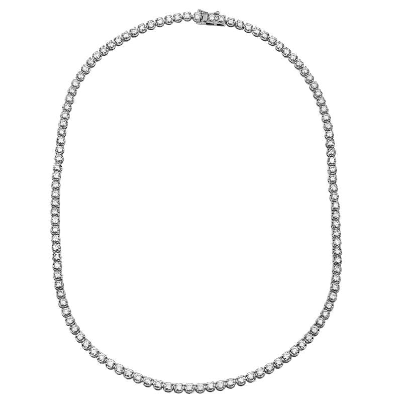 14k White Gold Crown Prong Diamond Tennis Necklace