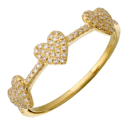 14k Yellow Gold Diamond Heart Ring — Size 6.5