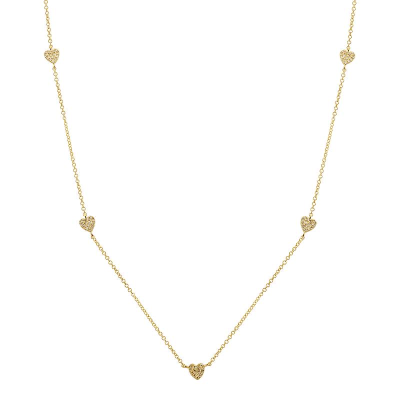 14k Yellow Gold Heart Diamond Necklace