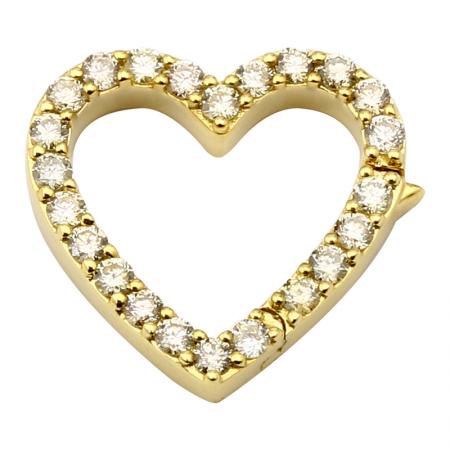 14K Yellow Gold Heart Shape Diamond Pendant