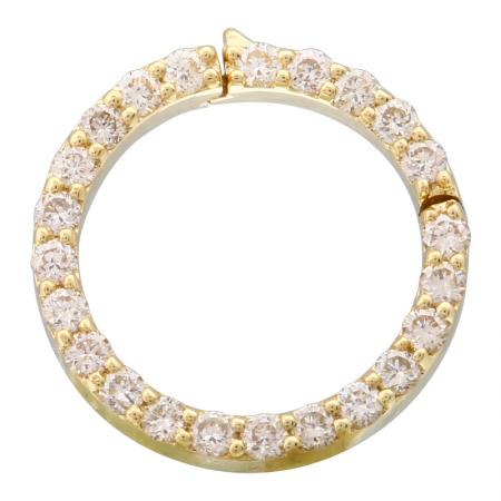 14K Yellow Gold Circle Shape Diamond Pendant