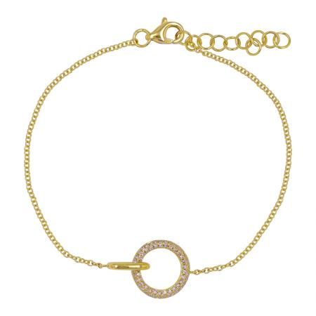 14K Yellow Gold Interlocking Circle Diamond Bracelet