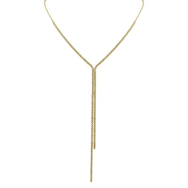 14k Yellow Gold Crown Prong Diamond Tennis Y Chain Necklace