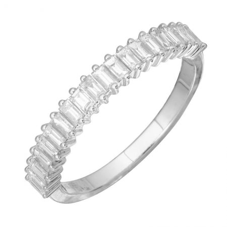 14k White Gold Baguette Diamond Ring — Size 6.5