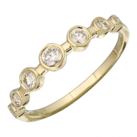 14k Yellow Gold Bezel Diamond Ring — Size 6.5