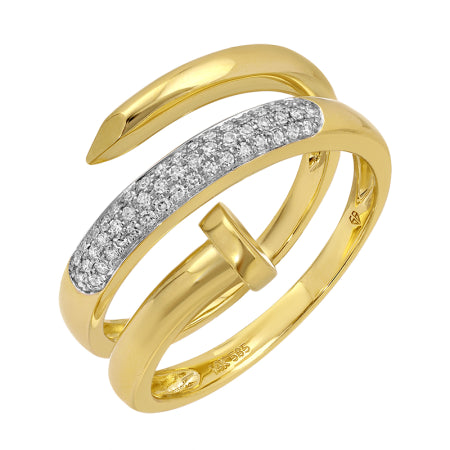 14K Yellow Gold Nail Diamond Wrap Ring — Size 6.5