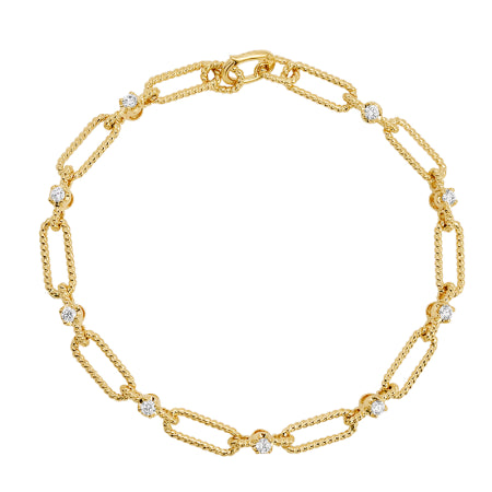 14K Yellow Gold Diamond Link Bracelet