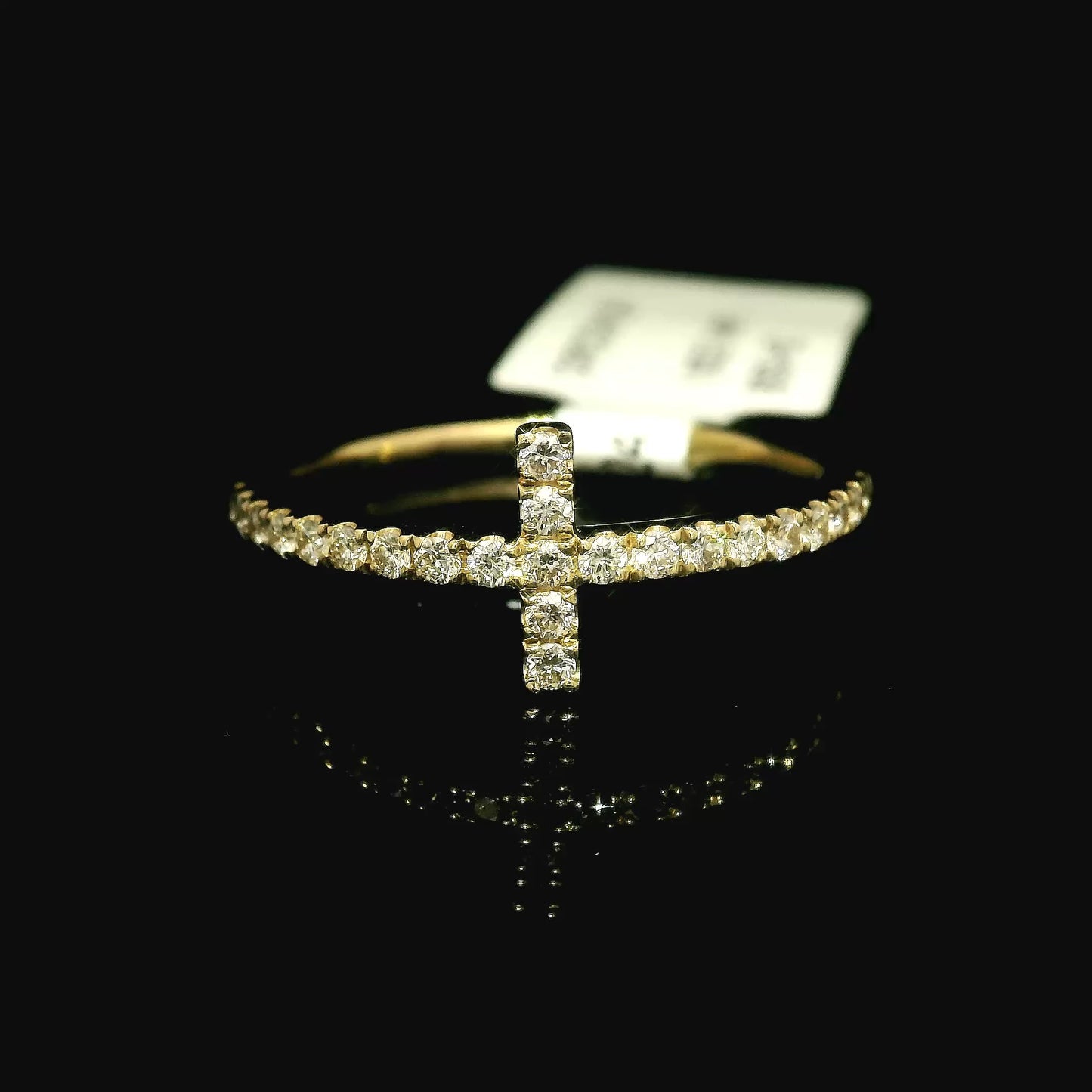 Yellow Gold Diamond Cross Band