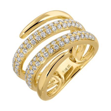 14K Yellow Gold Diamond Wrap Ring — Size 6.5