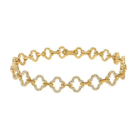 14K Yellow Gold Diamond Open Clover Bracelet