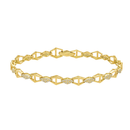 14K Yellow Gold Diamond Geometric Link Bracelet