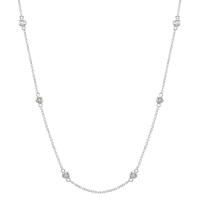 14k White Gold Diamond By Yard Necklace