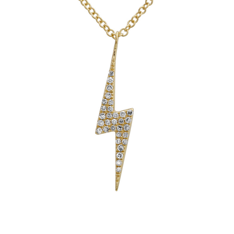 14k Yellow Gold Diamond Lightning Bolt Necklace