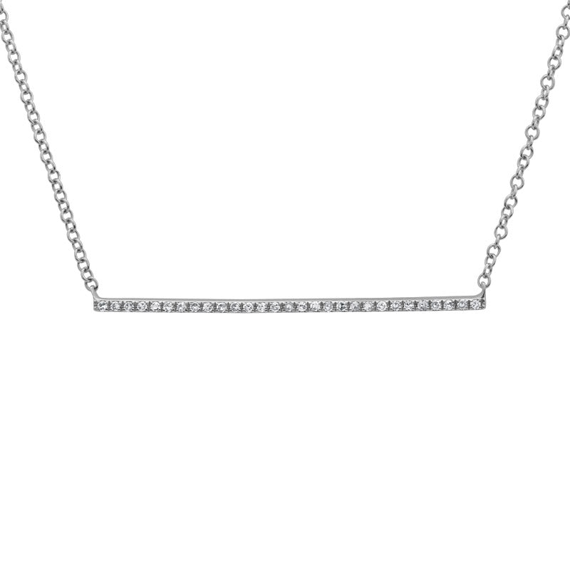 14k White Gold Diamond Bar Necklace
