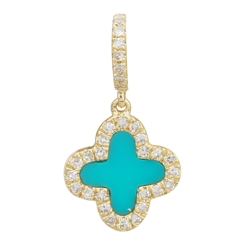 14k Yellow Gold and Turquoise Gemstone Charm