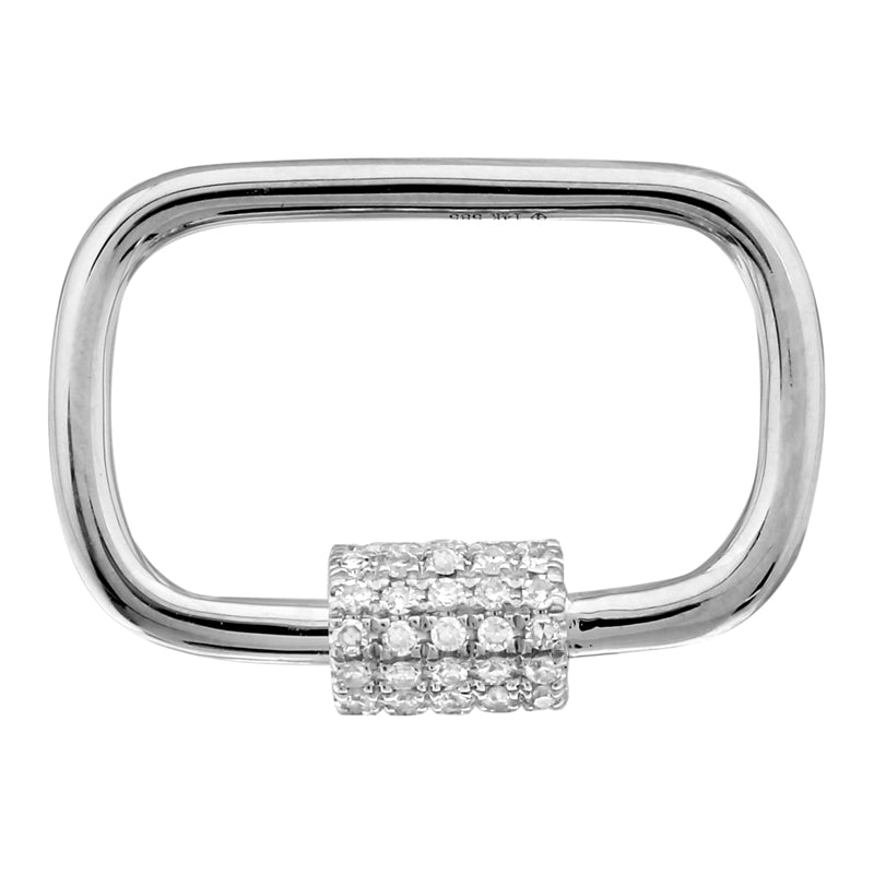 14k White Gold and Diamond Carabiner Pendant