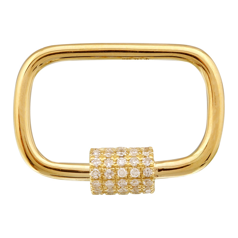 14k Yellow Gold and Diamond Carabiner Pendant