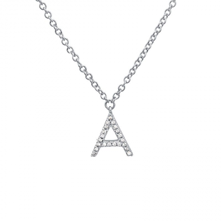 Diamond and White Gold Letter Pendant Necklace