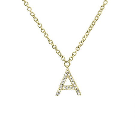 Diamond and Yellow Gold Letter Pendant Necklace