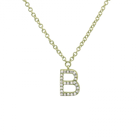 Diamond and Yellow Gold Letter Pendant Necklace