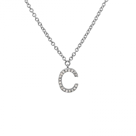 Diamond and White Gold Letter Pendant Necklace