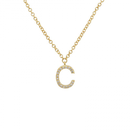 Diamond and Yellow Gold Letter Pendant Necklace