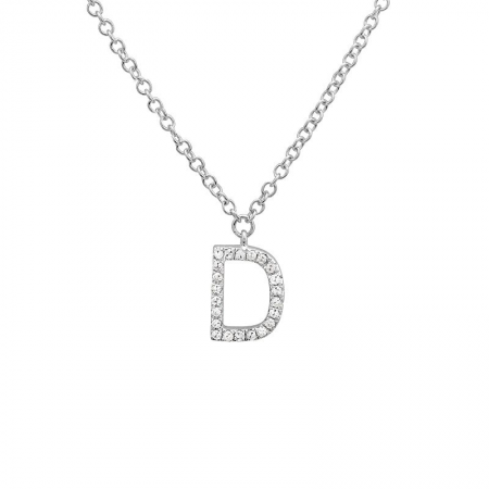 Diamond and White Gold Letter Pendant Necklace