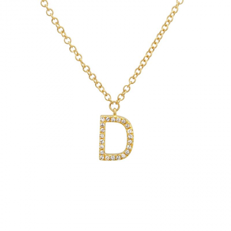 Diamond and Yellow Gold Letter Pendant Necklace