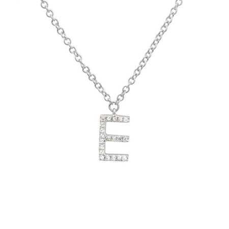 Diamond and White Gold Letter Pendant Necklace