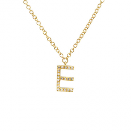 Diamond and Yellow Gold Letter Pendant Necklace
