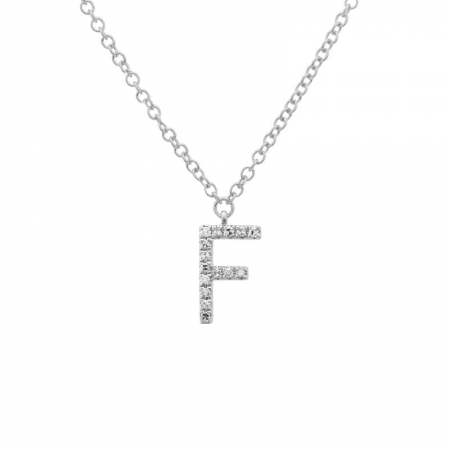 Diamond and White Gold Letter Pendant Necklace