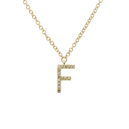 Diamond and Yellow Gold Letter Pendant Necklace