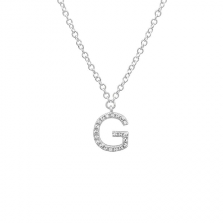 Diamond and White Gold Letter Pendant Necklace