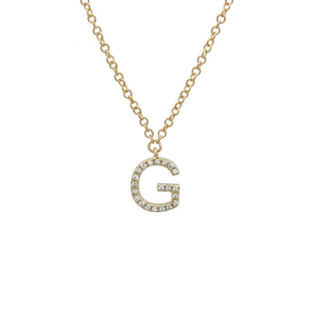 Diamond and Yellow Gold Letter Pendant Necklace