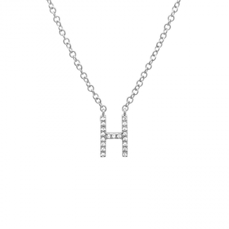 Diamond and White Gold Letter Pendant Necklace