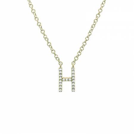 Diamond and Yellow Gold Letter Pendant Necklace