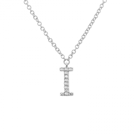 Diamond and White Gold Letter Pendant Necklace