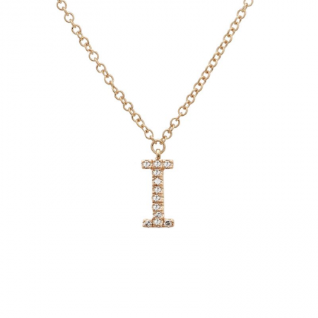 Diamond and Yellow Gold Letter Pendant Necklace