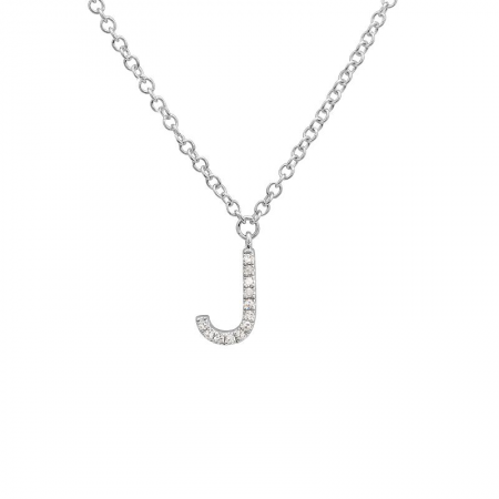 Diamond and White Gold Letter Pendant Necklace