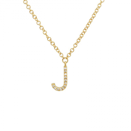Diamond and Yellow Gold Letter Pendant Necklace