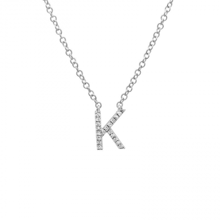 Diamond and White Gold Letter Pendant Necklace