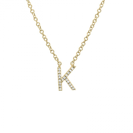 Diamond and Yellow Gold Letter Pendant Necklace