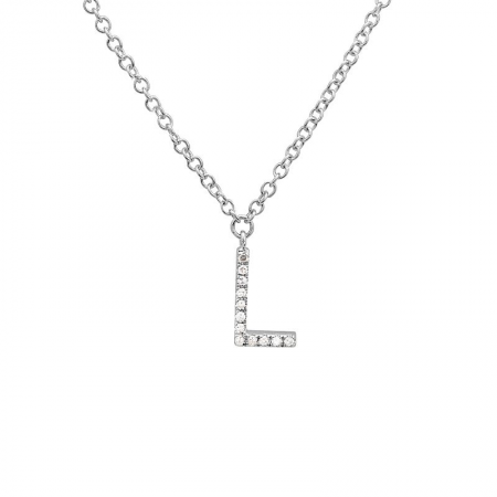Diamond and White Gold Letter Pendant Necklace