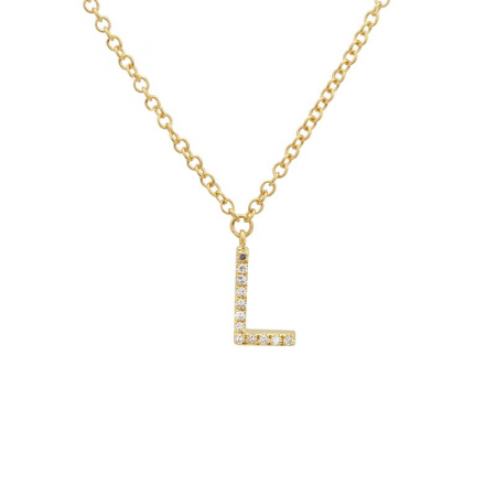Diamond and Yellow Gold Letter Pendant Necklace