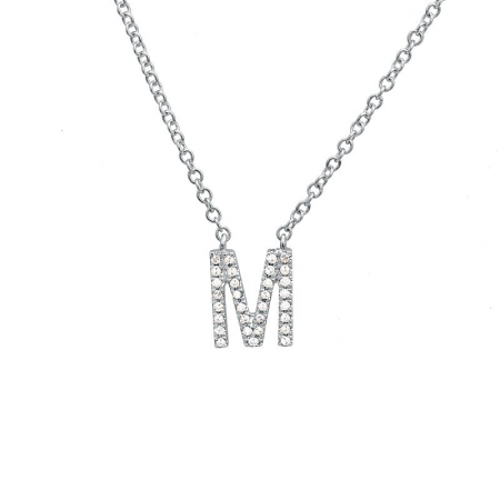 Diamond and White Gold Letter Pendant Necklace