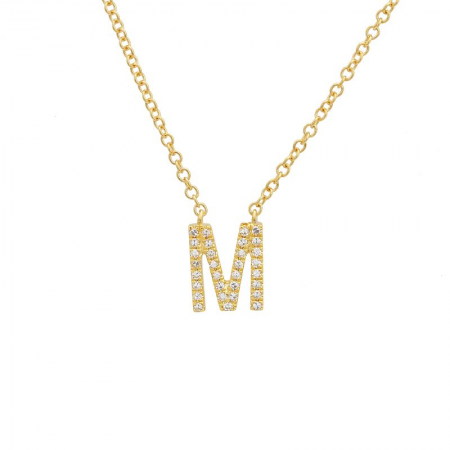 Diamond and Yellow Gold Letter Pendant Necklace