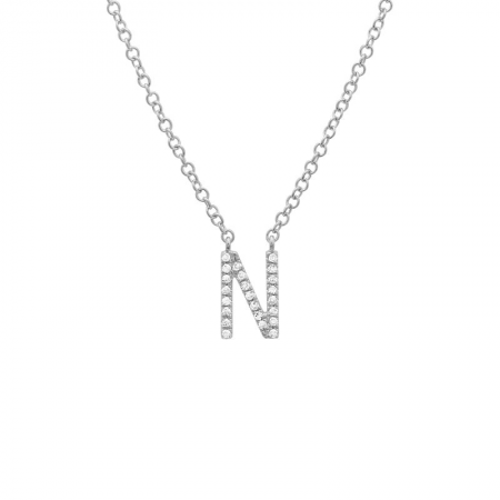 Diamond and White Gold Letter Pendant Necklace
