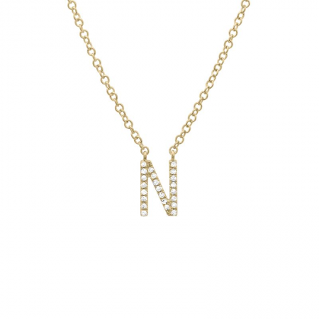 Diamond and Yellow Gold Letter Pendant Necklace